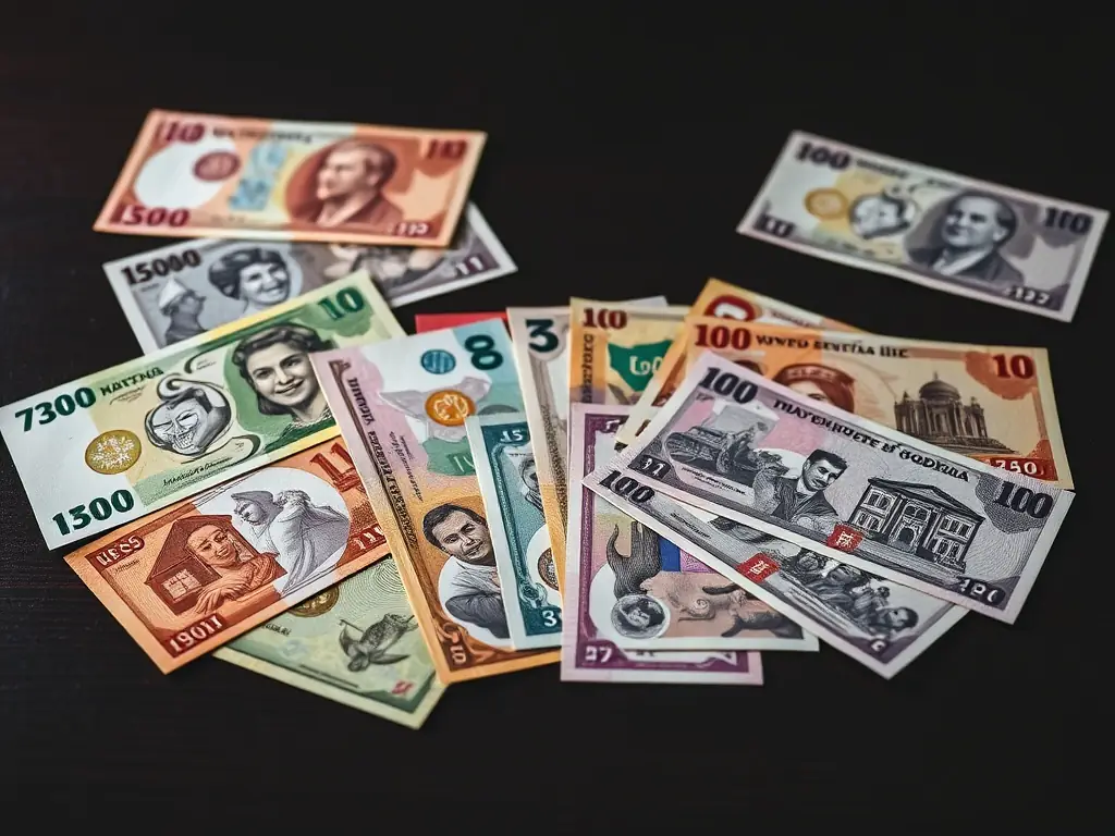 An image of currency notes and digital exchange rate charts, representing BP-Remit's currency exchange service.